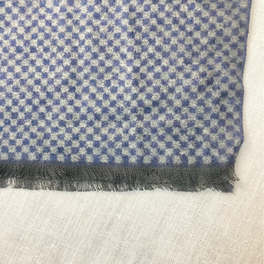 FULLRON Scarf Soft Warm Cashmere Blend Scarves Mens Classic Blue Checkered NWT